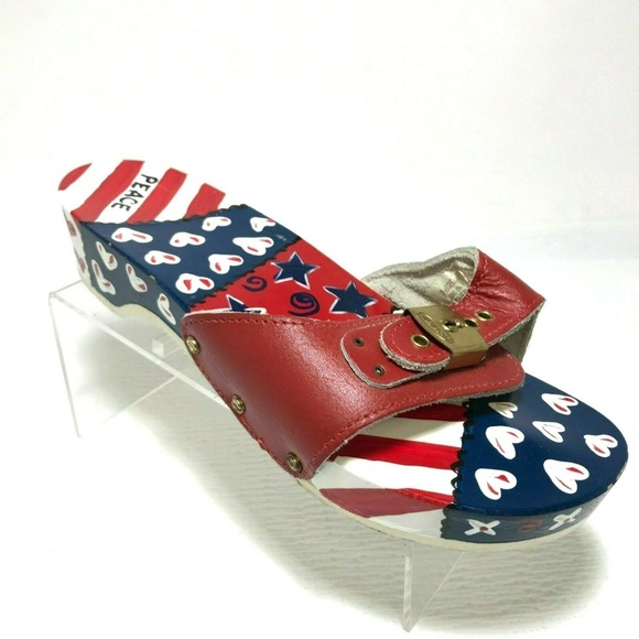 Dr. Scholl's Shoes - Vintage Dr Scholls Hand Painted Wood Sandals